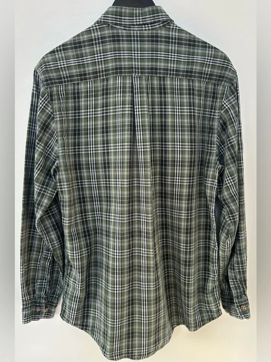 Carhartt Plaid Button Down Shirt Mens Medium Green Workwear Rugged Cotton 21x30 - Picture 3 of 5